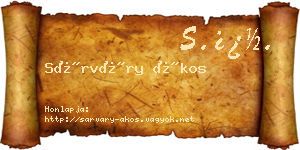 Sárváry Ákos névjegykártya